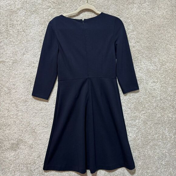 Talbots Ponte Fit &‎ Flare Dress Women's 4P Navy Blue Scarf Tie 3/4 Sleeve NWT - Picture 11 of 12